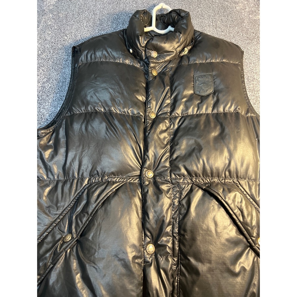 Polo Ralph Lauren Mens Black Down Puffer Vest Ripstop Snap Front Size M